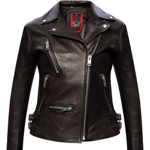 Diesel Double Riders Leather Motorcycle Jacket Women’s Black Sz XS